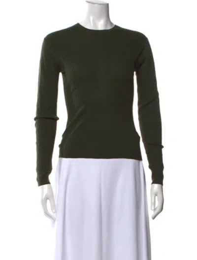 Pre-owned Theory Wool Crew Neck Sweater In Green