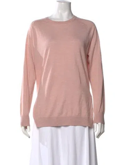 Pre-owned Theory Wool Crew Neck Sweater In Pink