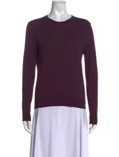 Pre-owned Theory Wool Crew Neck Sweater In Purple