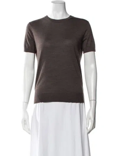 Pre-owned Theory Wool Crew Neck Sweater W/ Tags In Brown
