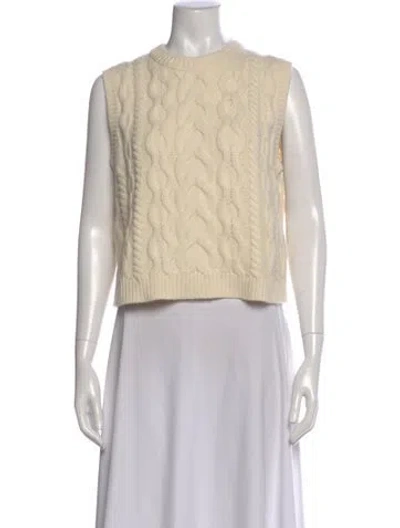 Pre-owned Theory Wool Crew Neck Sweater In White