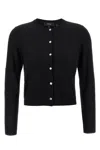 Theory Cropped Fitted Cardigan With Central Button Closure In Black