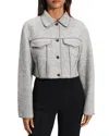 Theory Wool Cropped Jacket In Melange Grey