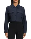 Theory Wool Cropped Jacket In Nocturnal Navy
