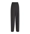 Theory Tapered Wool High-waist Pants In Grey