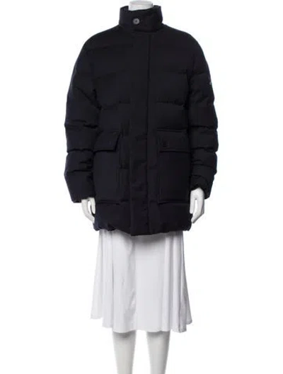 Pre-owned Theory Wool Down Coat In Blue