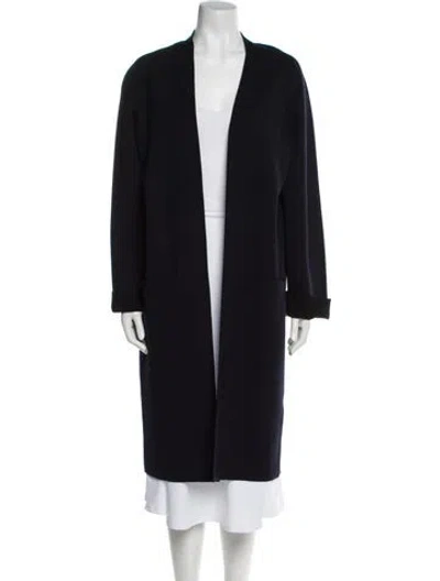 Pre-owned Theory Wool Faux Fur Coat In Black