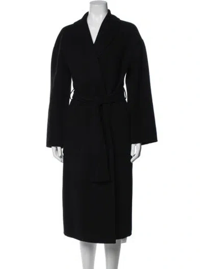 Pre-owned Theory Wool Faux Fur Coat In Black