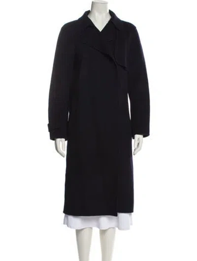 Pre-owned Theory Wool Faux Fur Coat In Blue