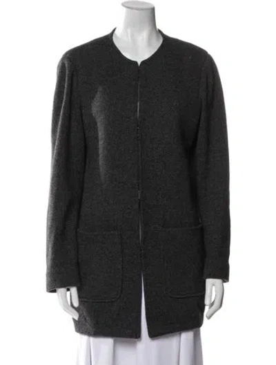 Pre-owned Theory Wool Faux Fur Coat In Gray