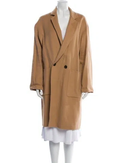 Pre-owned Theory Wool Faux Fur Coat In Neutral