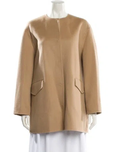 Pre-owned Theory Wool Faux Fur Coat In Neutral
