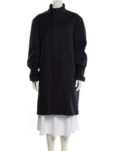 Pre-owned Theory Wool Faux Fur Coat W/ Tags In Blue