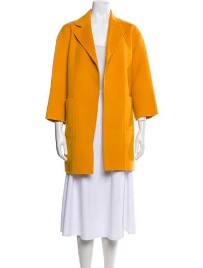 Pre-owned Theory Wool Faux Fur Coat In Yellow