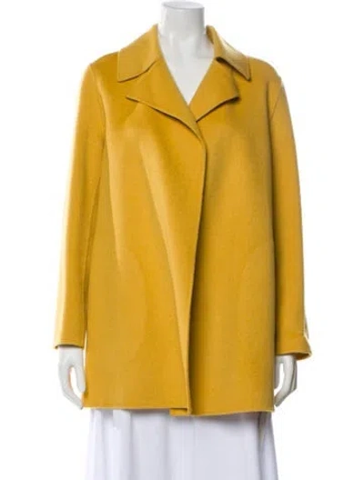 Pre-owned Theory Wool Faux Fur Coat In Yellow
