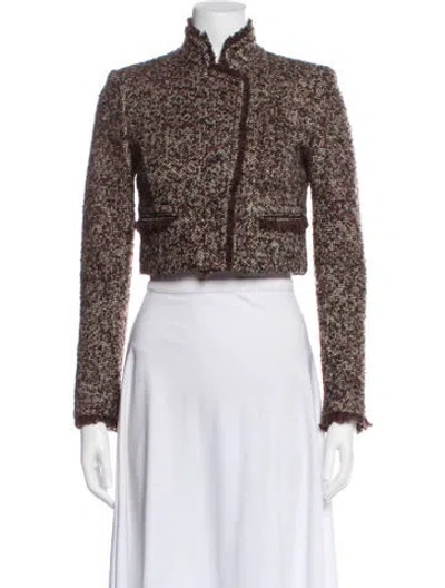 Pre-owned Theory Wool Floral Print Evening Jacket In Burgundy