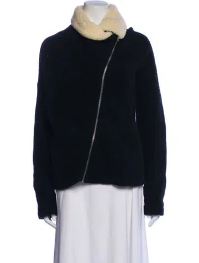 Pre-owned Theory Wool Fur Jacket In Black