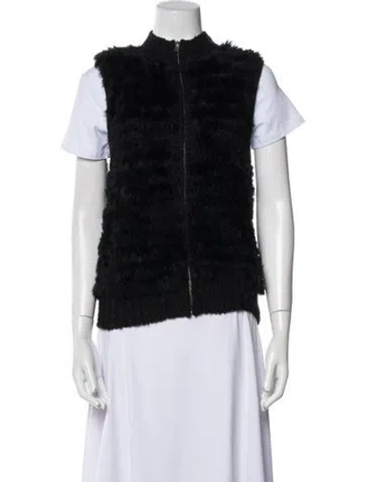 Pre-owned Theory Wool Fur Jacket In Black