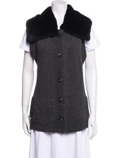 Pre-owned Theory Wool Fur Jacket In Black