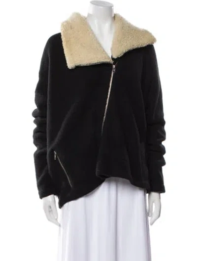 Pre-owned Theory Wool Fur Jacket In Black