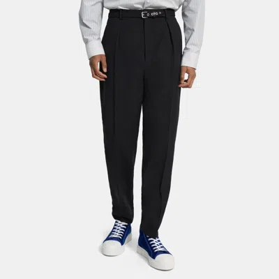 Theory Wool Gabardine Pleated Pant In Black