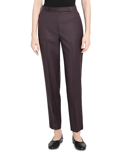 Theory Wool High Waisted Tapered Pants In Brown