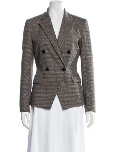 Pre-owned Theory Wool Houndstooth Print Blazer In Black