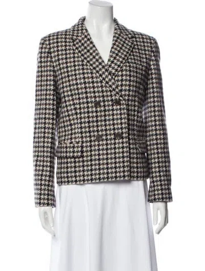 Pre-owned Theory Wool Houndstooth Print Blazer In Multi