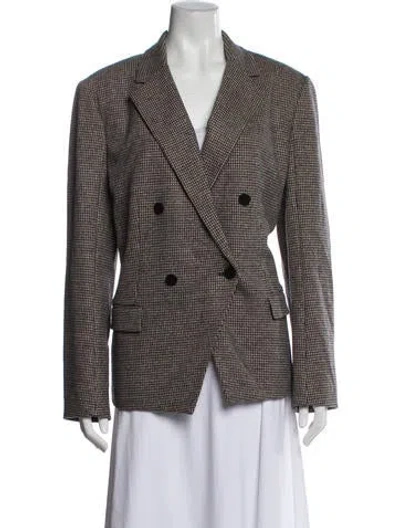 Pre-owned Theory Wool Houndstooth Print Blazer W/ Tags In Neutral