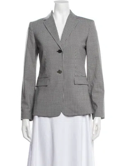 Pre-owned Theory Wool Houndstooth Print Blazer In White