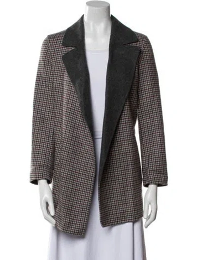 Pre-owned Theory Wool Houndstooth Print Coat In Multi