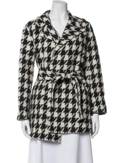 Pre-owned Theory Wool Houndstooth Print Jacket In Black