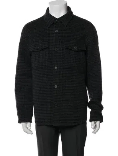 Pre-owned Theory Wool Houndstooth Print Jacket In Black