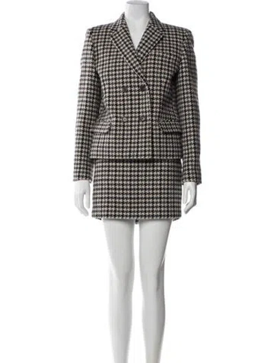 Pre-owned Theory Wool Houndstooth Print Skirt Suit