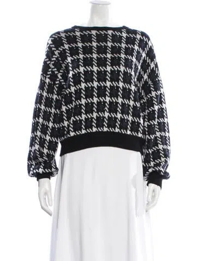 Pre-owned Theory Wool Houndstooth Print Sweater In Black