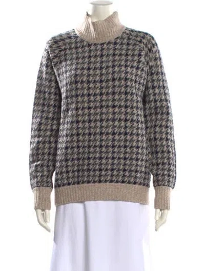 Pre-owned Theory Wool Houndstooth Print Sweater W/ Tags In Neutral