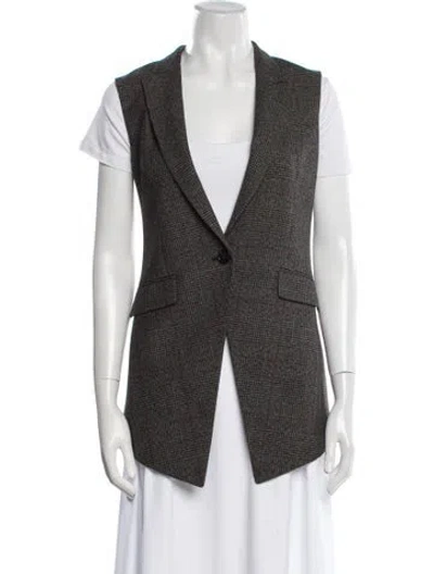 Pre-owned Theory Wool Houndstooth Print Vest In Black