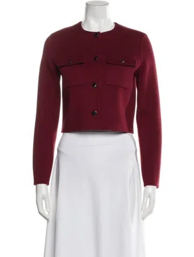 Pre-owned Theory Wool Jacket W/ Tags In Burgundy