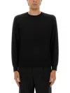 Theory Relaxed Fit Black Wool Sweater With Round Neckline