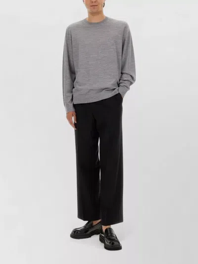 Theory Wool Jersey Long Sleeve Crew Neck Top In Gray
