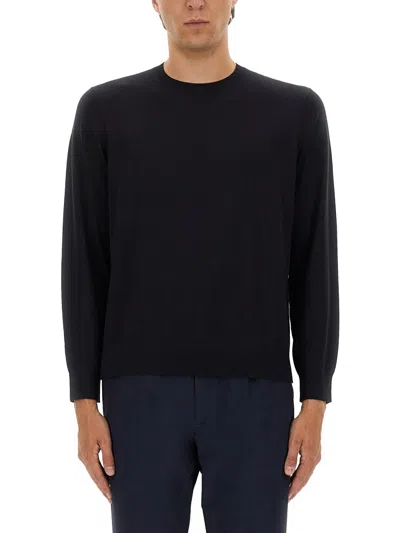 Theory Wool Jersey Long Sleeve Crew Neck Top In Black