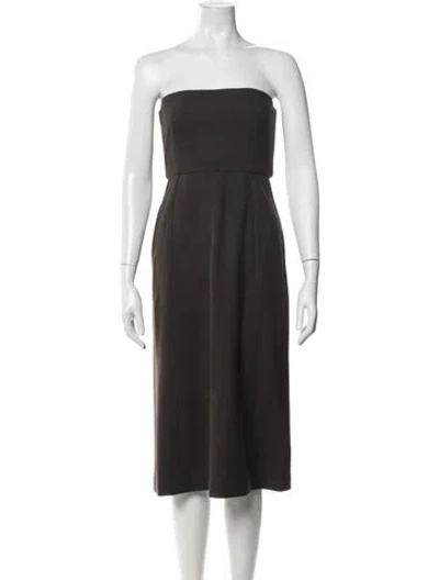 Pre-owned Theory Wool Knee-length Dress In Brown