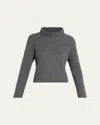 Theory Wool Knit Long-sleeve Turtleneck Top In Gray