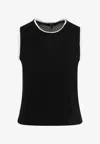 Theory Wool Knit Tank Top In Black