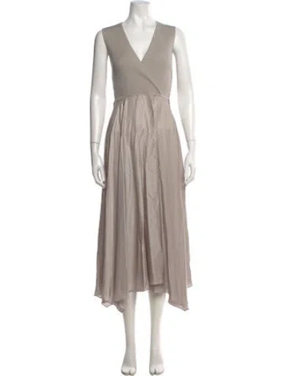 Pre-owned Theory Wool Long Dress In Gray