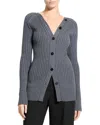 Theory Wool Long Sleeve Open Back Cardigan In Blue