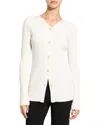 Theory Button-back Cardigan In Merino Wool In White