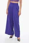 Theory Wool Low-waisted Pants With Pleats In Purple