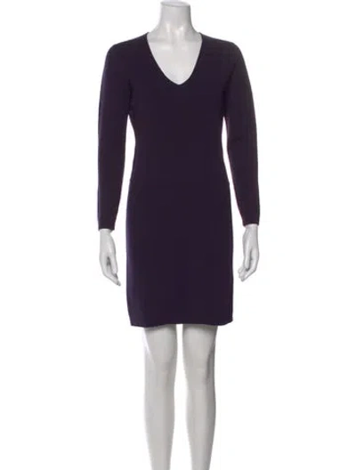 Pre-owned Theory Wool Mini Dress In Purple