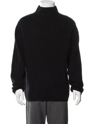 Pre-owned Theory Wool Mock Neck Pullover In Black